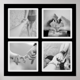 Quadrat 4 FotoCollage Schwarzweiß Poster