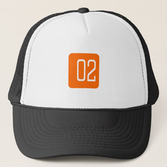 Quadrat der Orangen-#2 Truckerkappe (Vorderseite)