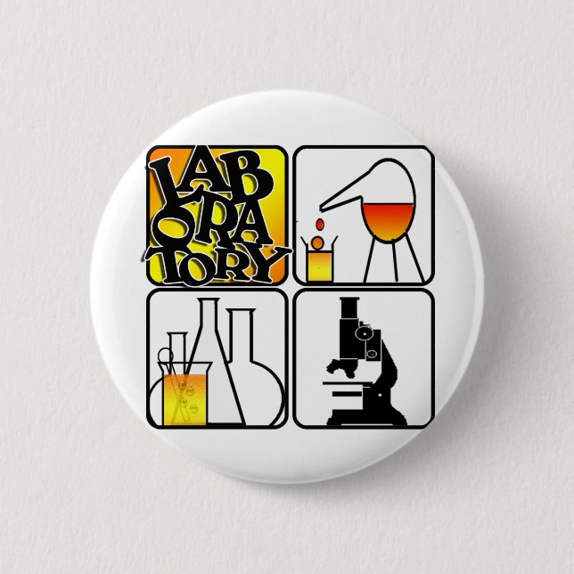 QUADRAT DES LABOR4 - BECHER/MIKROSKOP BUTTON (Vorderseite)