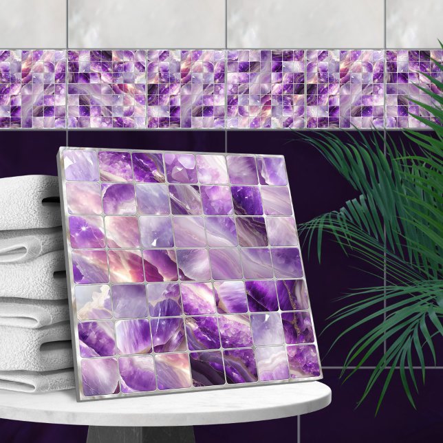 Quadrat-Fliesen Mosaik Amethyst und Perle Fliese (Von Creator hochgeladen)