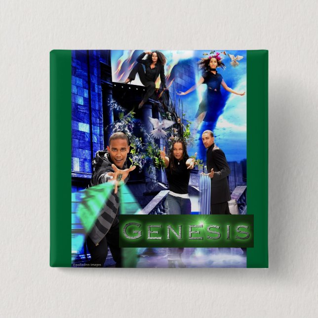 QUADRAT-"Genese-" Knopf - Quinceys Logo Button (Vorderseite)