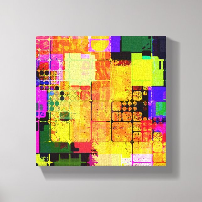 Quadrat Geometrisch mehrfarbig Abstrakt Leinwanddruck (Vorderseite)