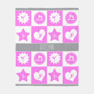 Quadrat-Gymnastik des Rosa-4 mit Monogramm Fleecedecke