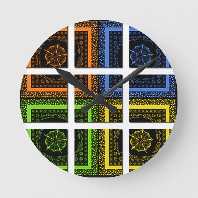 Quadrat in einer Schachtel Runde Wanduhr (Vorderseite)