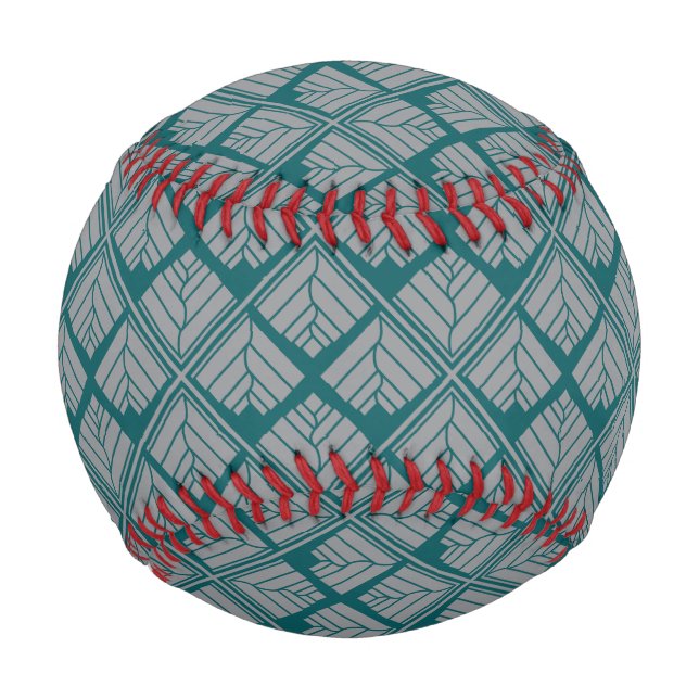 Quadrat Leaf Muster Aquamarin neutral Baseball (Rückseite)