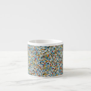 Quadrat Mosaik Mehrfarbiges Fliesenmuster (Foto) Espressotasse