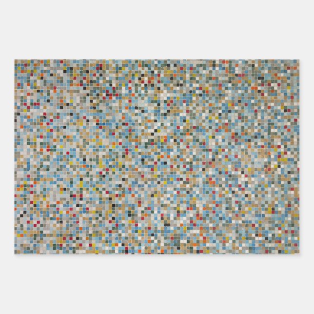 Quadrat Mosaik Mehrfarbiges Fliesenmuster (Foto) Geschenkpapier Set (Vorderseite 2)