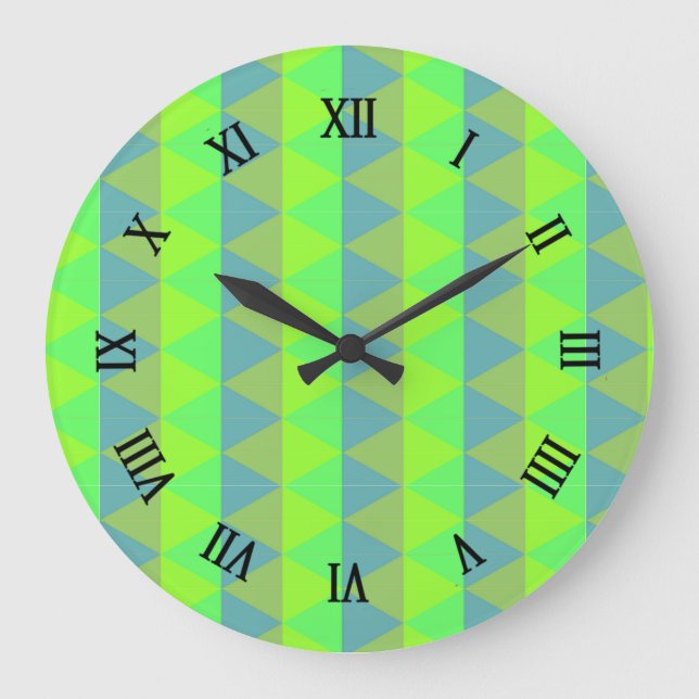 Quadrat-Muster Große Wanduhr (Vorderseite)