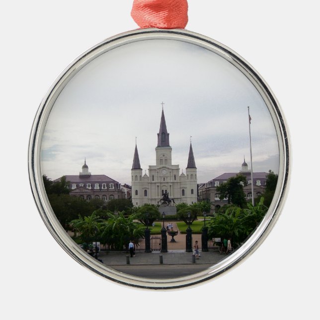 Quadrat New Orleans Jackson Silbernes Ornament (Vorne)