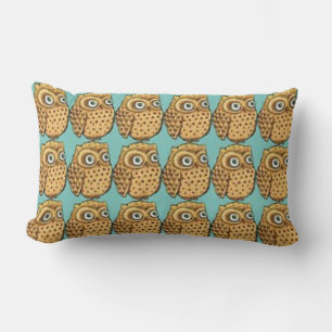 Quadrat oder Lumbar Owls auf blau Lendenkissen