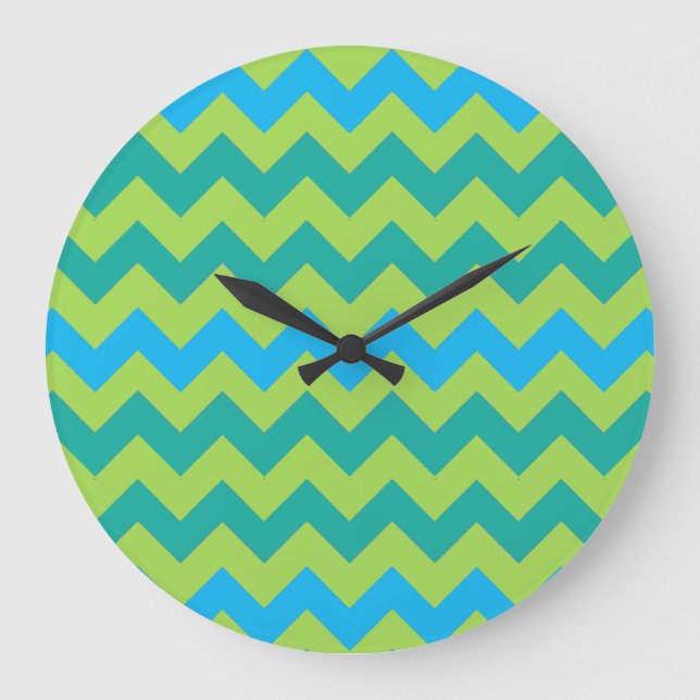 Quadrat oder Rundwand-Uhr, Blaumond-Chevronen Große Wanduhr (Vorderseite)