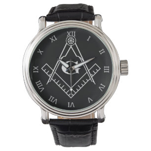 Quadrat und Kompass mit der Einfügung G (weiß) Armbanduhr