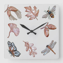 Quadrat Wall Clock Kinderzimmer Natur