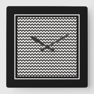 Quadrat Wall Uhr, Schwarz-Weiß-Chevronen Quadratische Wanduhr
