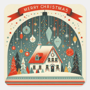 Quadrat-Weihnachtssticker Quadratischer Aufkleber