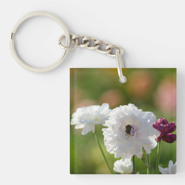 Quadrat (zweiseitig) Schlüsselanhänger Blume Field (Vorderseite)