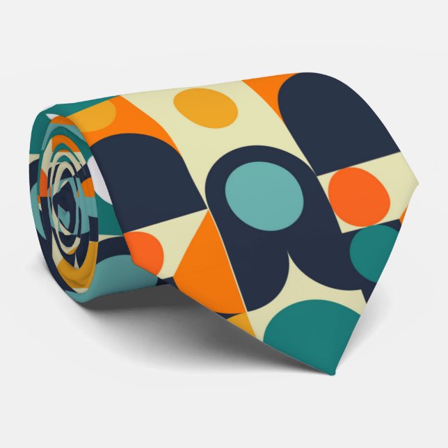 Quadrate Abstrakt geometrisches Muster Necktie Krawatte (Gerollt)
