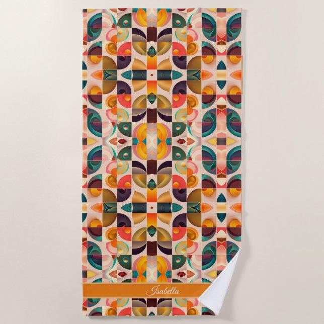 Quadrate Abstrakt Retro Trendy Collection Strandtuch (Vorderseite)
