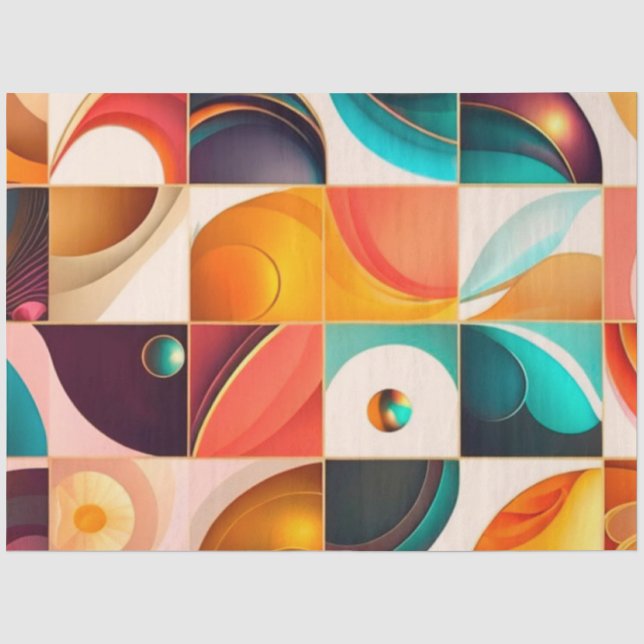 Quadrate Abstrakte Retro-Kollektion Seidenpapier (Vorderseite)