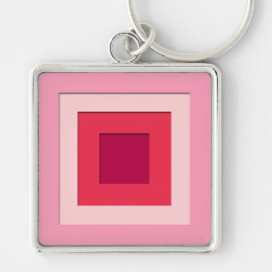 Quadrate aus dem Mittelalter - Rosa und Wein Schlüsselanhänger
