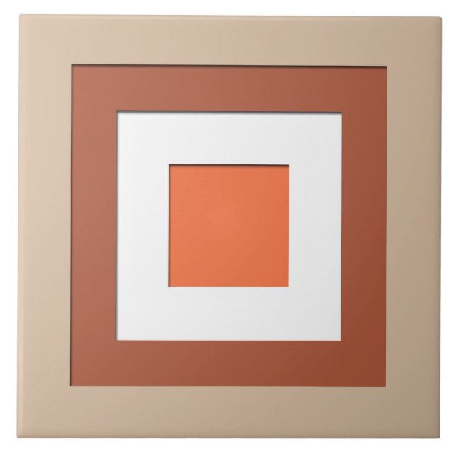 Quadrate aus dem Mittelalter - Taupe und Korallen Fliese (Vorderseite)
