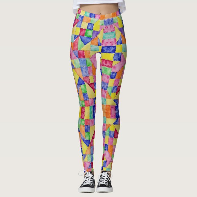 Quadrate, Dreiecke, Diamanten Nahtloses Muster Leggings (Vorderseite)