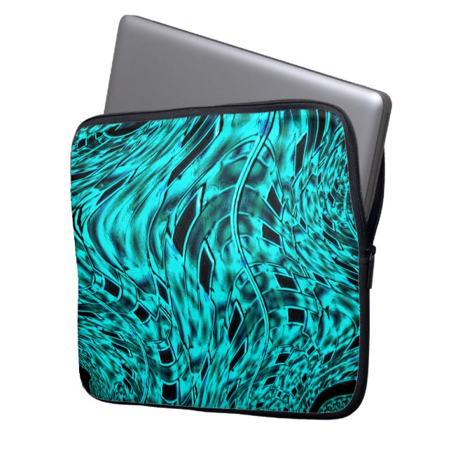 Quadrate gespiegelt in Cyan-Bild Laptopschutzhülle (Vorderseite Links)