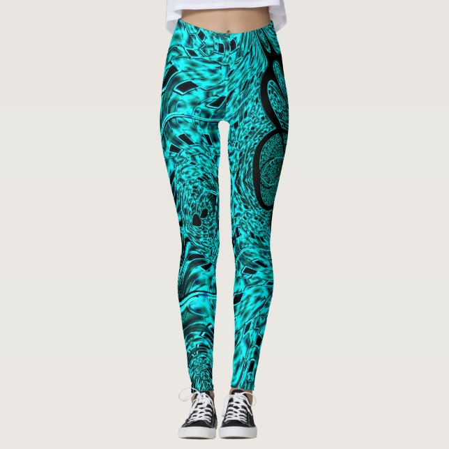 Quadrate gespiegelt in Cyan-Bild Leggings (Vorderseite)