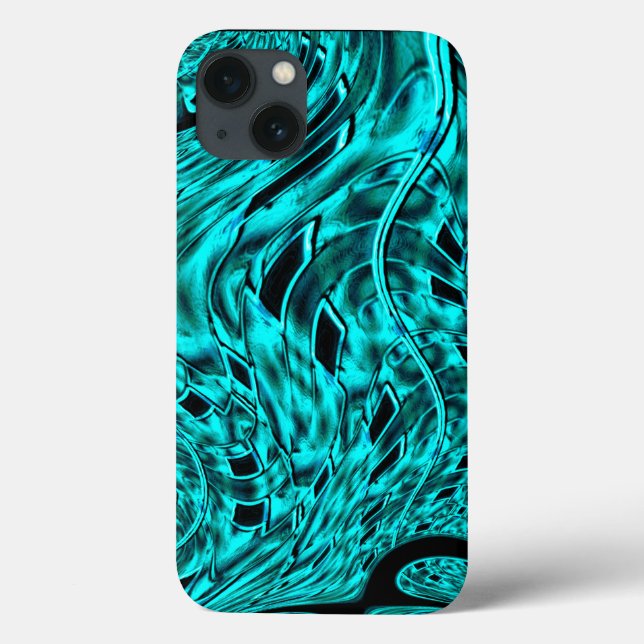 Quadrate gespiegelt in zyanischer oder blauer Farb Case-Mate iPhone Hülle (Rückseite)