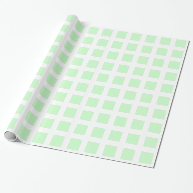 Quadrate - Grün auf Weiß Geschenkpapier (Ungerollt)