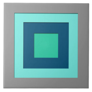 Quadrate in der Mitte des Jahrhunderts - blau & gr Fliese