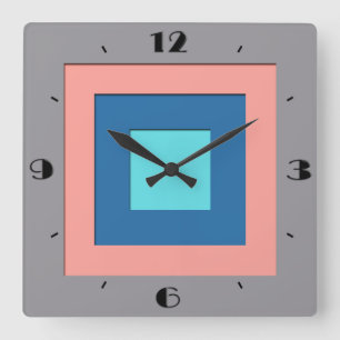 Quadrate in der Mitte des Jahrhunderts - grau, pfi Quadratische Wanduhr