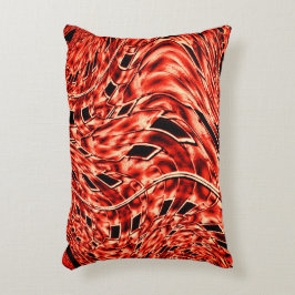 Quadrate in Korallen oder Rot gespiegelt Dekokissen