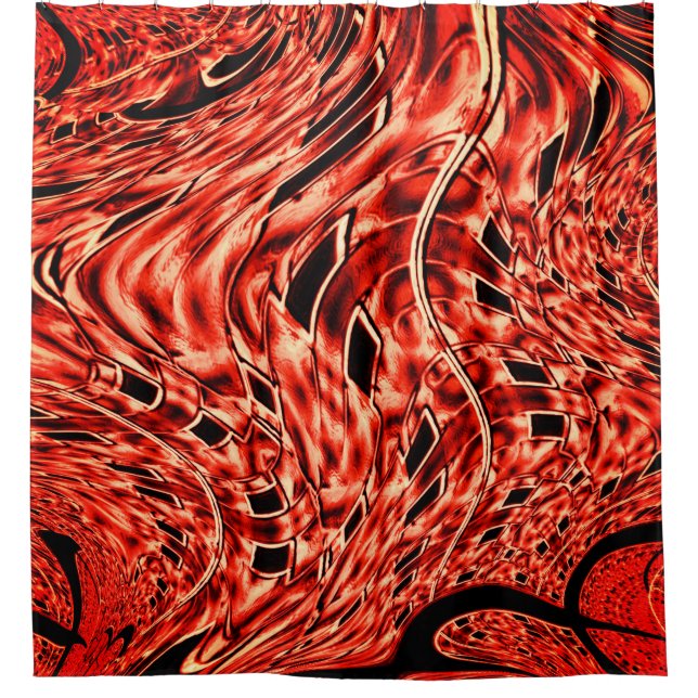 Quadrate in Korallen oder Rot gespiegelt Duschvorhang (Vorderseite)