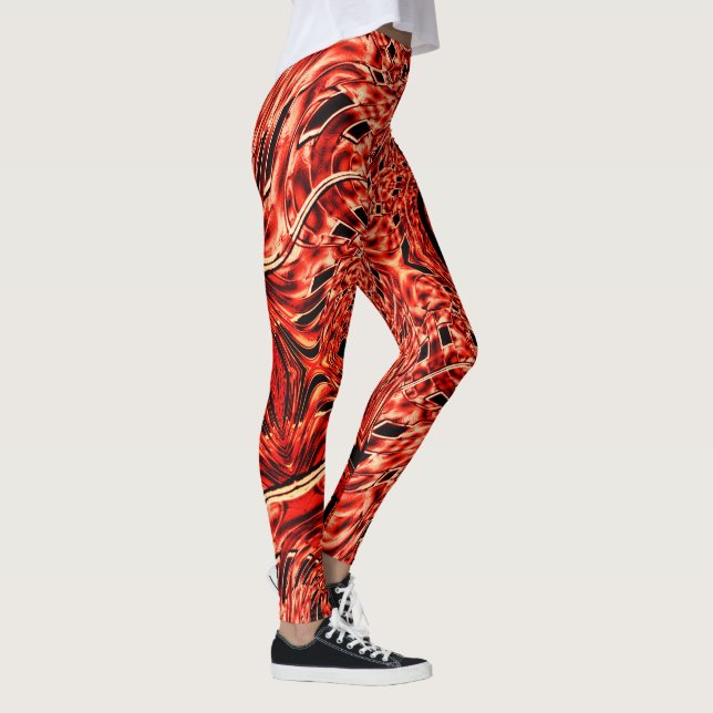 Quadrate in Korallenbild gespiegelt Leggings (Rechts)
