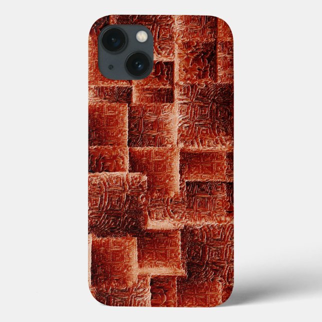Quadrate mit dunkelroter und hellroter Wandstruktu Case-Mate iPhone Hülle (Rückseite)