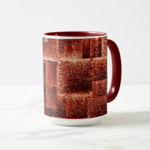 Quadrate mit dunkelroter und hellroter Wandstruktu Tasse