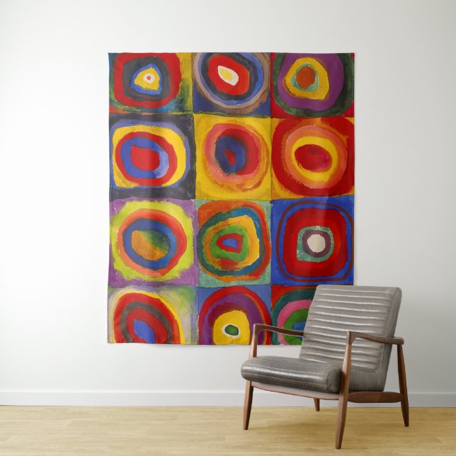 Quadrate mit konzentrischen Kreisen 2 | Kandinsky  Wandteppich (Beispiel)