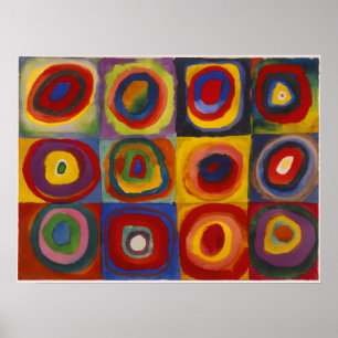 Quadrate mit konzentrischen Kreisen Poster