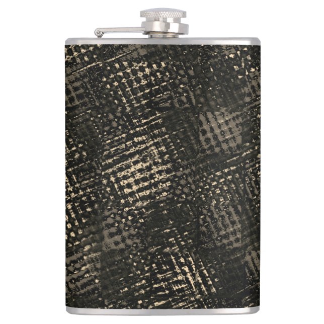 Quadrate mit Kratzern oder dunkelbraunen Würfeln Flachmann (Vorderseite)