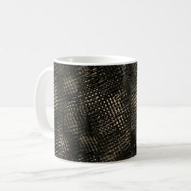 Quadrate mit Kratzern oder dunkelbraunen Würfeln Kaffeetasse (Vorderseite Links)