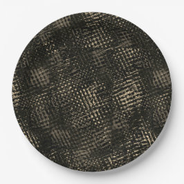 Quadrate mit Kratzern oder dunkelbraunen Würfeln Pappteller