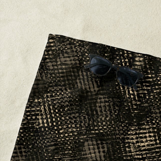 Quadrate mit Kratzern oder dunkelbraunen Würfeln Strandtuch (Beispiel)