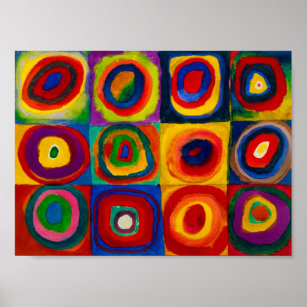 Quadrate mit Kreisen, Abstrakt, Wassis Kandinsky Poster