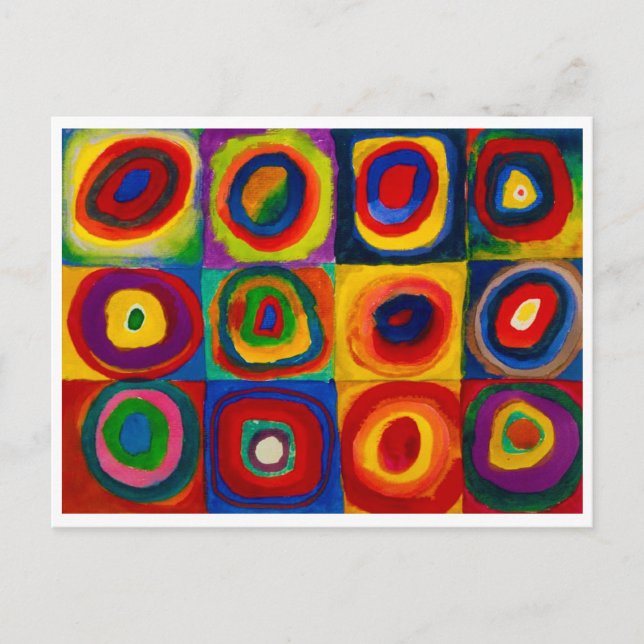 Quadrate mit Kreisen, Abstrakt, Wassis Kandinsky Postkarte (Vorderseite)
