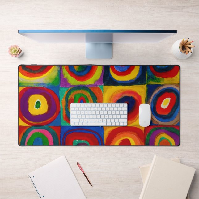 Quadrate mit Kreisen, Abstrakt, Wassis Kandinsky Schreibtischunterlage (Büro 1)