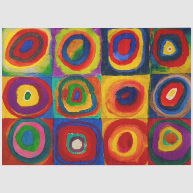 Quadrate mit Kreisen, Abstrakt, Wassis Kandinsky Seidenpapier (Vorderseite)