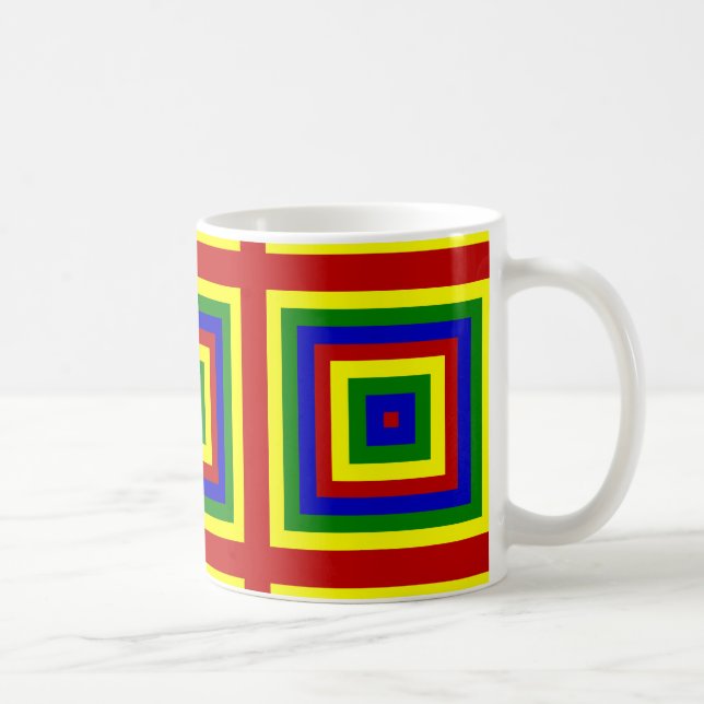 Quadrate mit Primärfarben Kaffeetasse (Rechts)