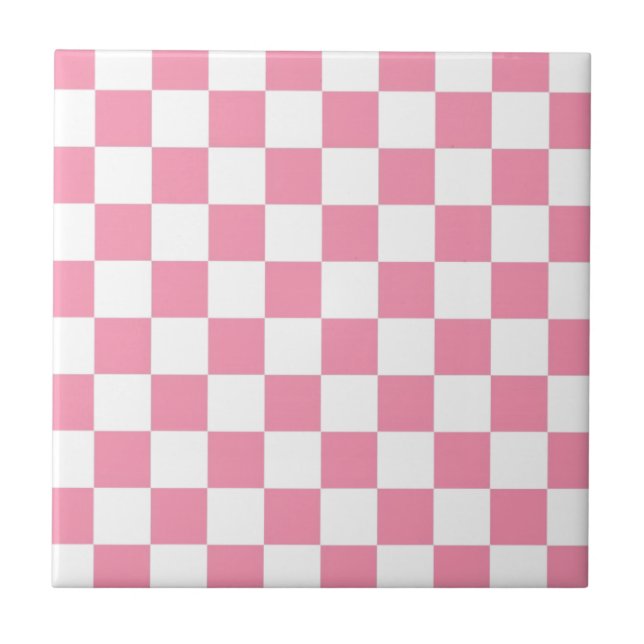 Quadrate mit rosa und weißem Karo Fliese (Vorderseite)