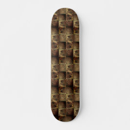 Quadrate mit runden Formen, die das Holzrelief sim Skateboard